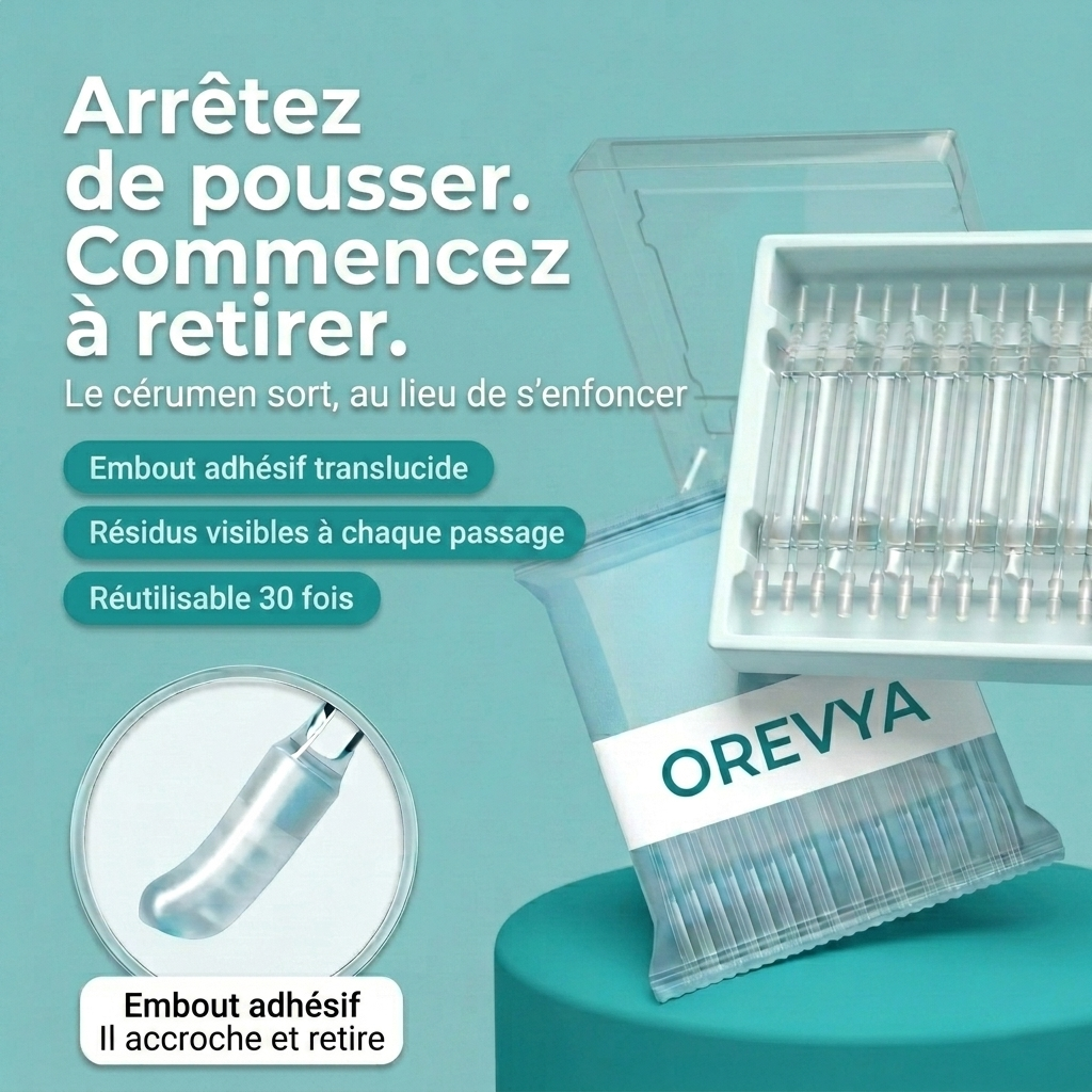 OREVYA | Stick Nettoyant Oreilles Adhésif Réutilisable