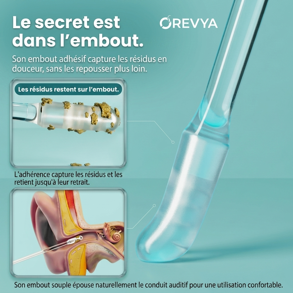 OREVYA | Stick Nettoyant Oreilles Adhésif Réutilisable