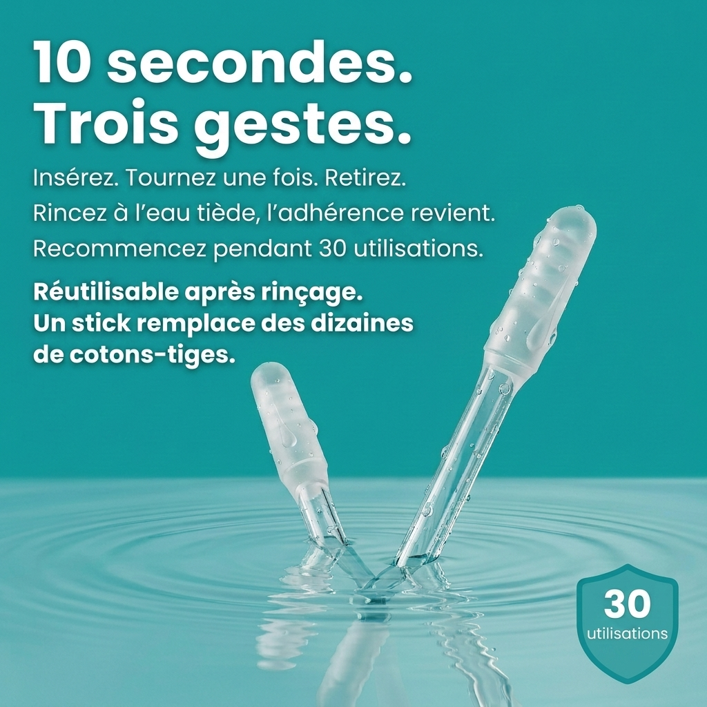 OREVYA | Stick Nettoyant Oreilles Adhésif Réutilisable